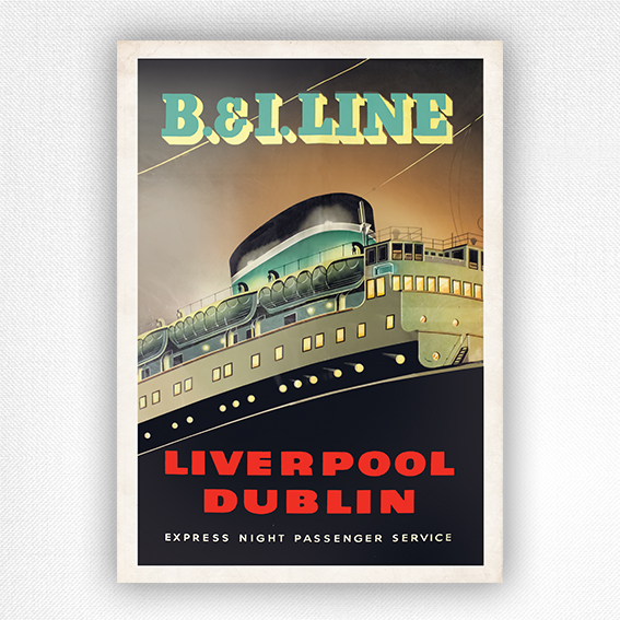 B and I Line Poster Liverpool-Dublin Poster - 1953