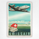 Swissair poster DC-4 HB-ILU - Bernhard Reber - 1948 Vintage Airline Poster