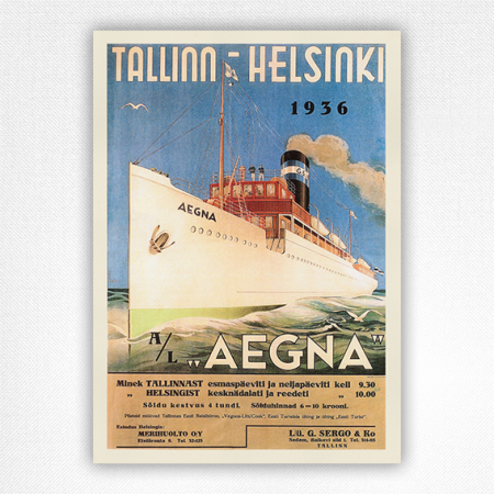 Tallinn-Helsinki Aegna poster - Vintage Shipping poster - Alex Bernhard Rossman - 1936