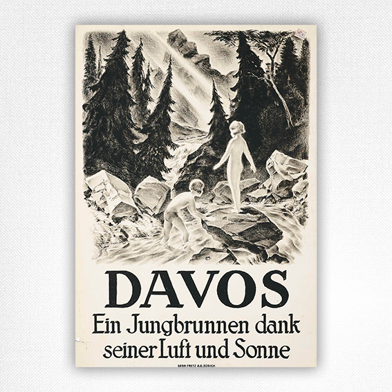 Davos Ein Jungbrunnen dank seiner Luft und Sonne poster - Carl Moos - 1926