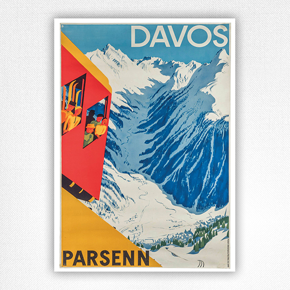 1934 Davos Parsenn Poster - Vintage Skiing Poster - Otto Baumberger