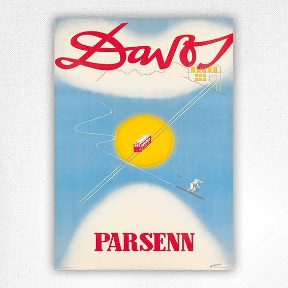 Davos Parsenn Skiing Poster - Gessner - 1936