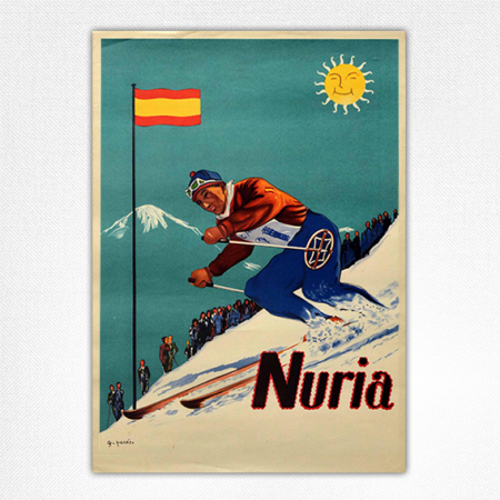 Nuria Vintage Skiing poster - G Perés - c1930