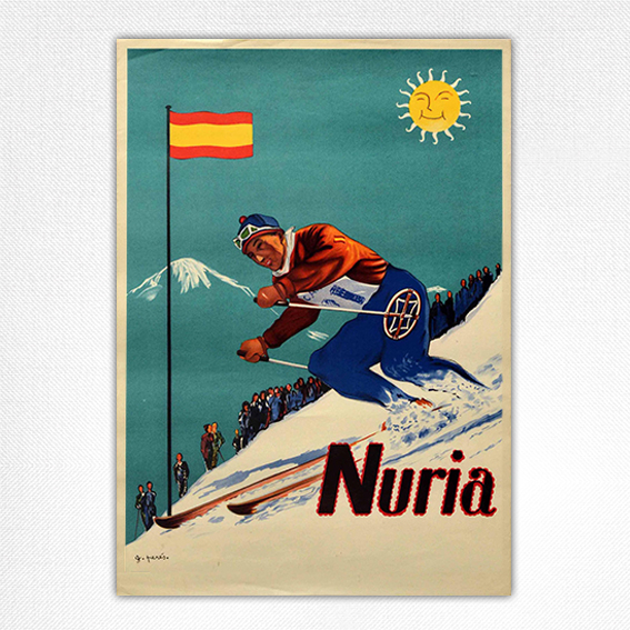 Nuria Vintage Skiing poster - G Perés - c1930