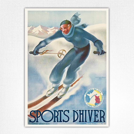 sports d'hiver skiing poster Georges Arou