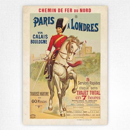 Paris á Londres poster 1895 poster - Chemin de Fer du Nord Paris to London - 1895