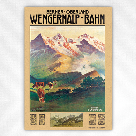 Scheidegg Station poster Berner Oberland Wengernalp-Bahn Travel Poster - Anton Reckziegel - 1910