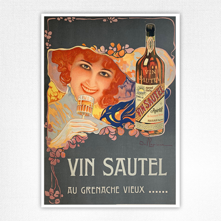 Vin Sautel Poster Au Grenache Vieux - Vintage Wine Poster - David Dellepiane 1920