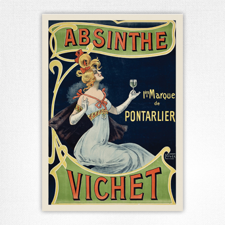 Absinthe Vichet Poster 1eme Marque of Pontarlier - Vintage Absinthe Poster - Nover 1890 Black