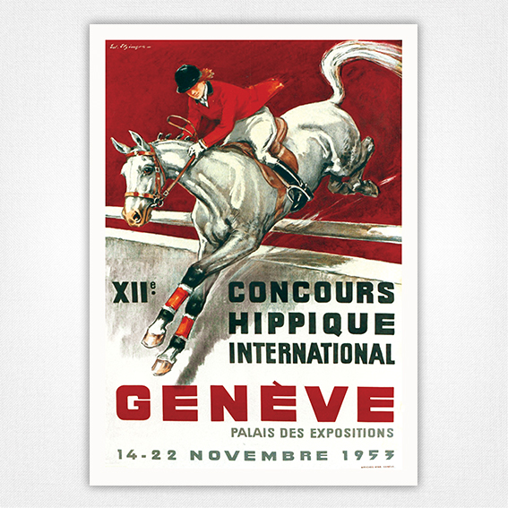 XIIe Concours Hippique poster 1953 | Edouard Elzingre | Genève International Horse Show Poster