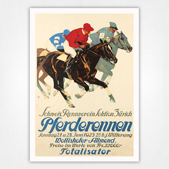 Pferderennen poster 1925 - Iwan Edwin Hugentobler - Vintage Horse Racing Poster