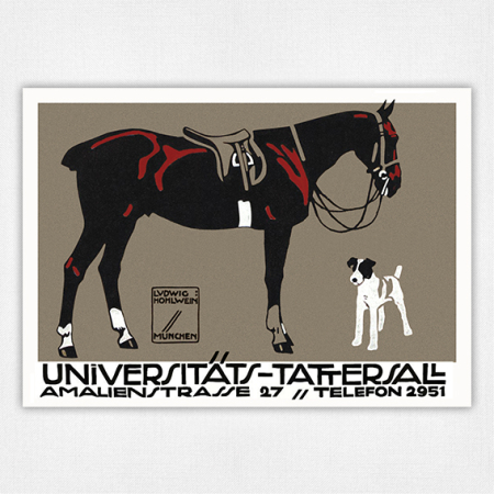 Universitats-Tattersall poster - Horse and Fox Terrier - Ludwig Hohlwein - 1912