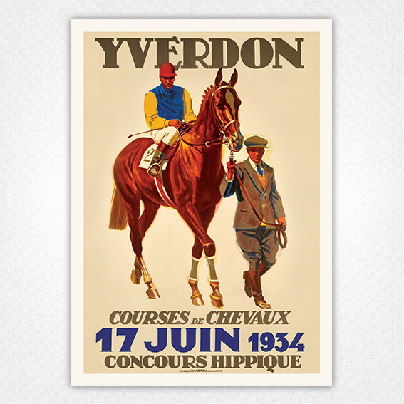 Yverdon Courses de Chevaux poster 1934 - Vintage horse racing poster - Hugentobler