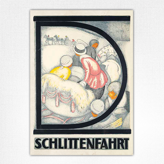 Davos Schlittenfahrt poster 1917 Letter D - Burkhard
Mangold - Davos Winter Resort Wall Art