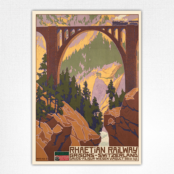 Rhaetian Railway poster - Grisons-Switzerland - Walther Koch - 1909