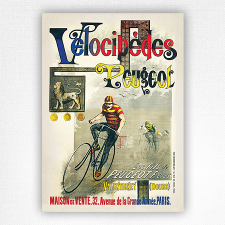 Velocipedes Peugeot Poster - Vintage Cycling Poster